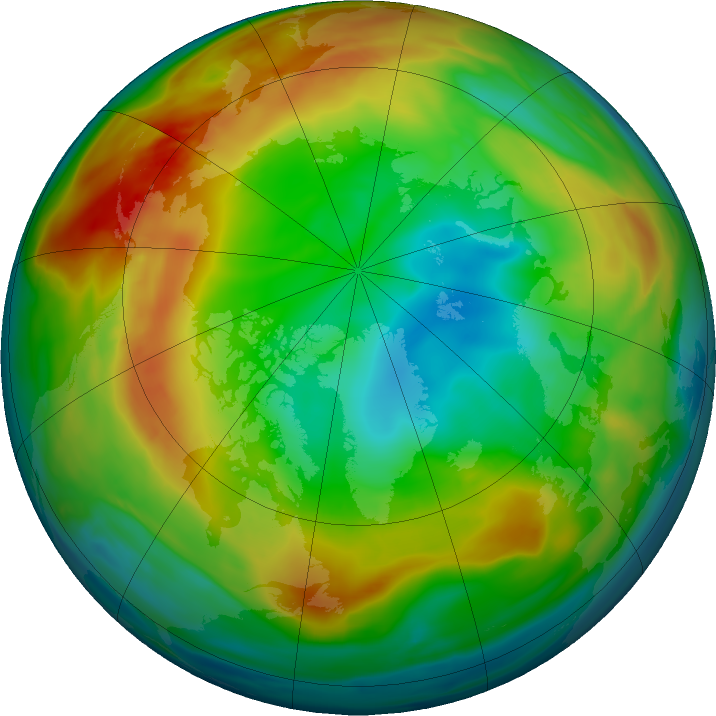 Arctic ozone map for 10 January 2018